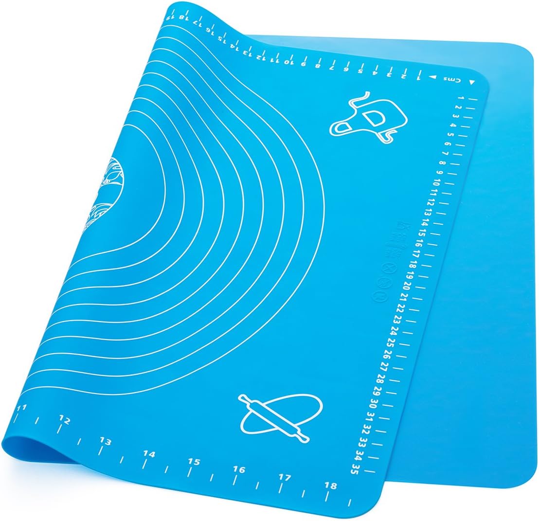Silicone Baking Mat, Extra Thick Large Non Stick Pastry Mat Sheet for Dough Pie Crust Rolling Mats (Brown, M-16''(W)*20''(L))
