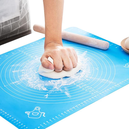 Silicone Baking Mat, Extra Thick Large Non Stick Pastry Mat Sheet for Dough Pie Crust Rolling Mats (Brown, M-16''(W)*20''(L))