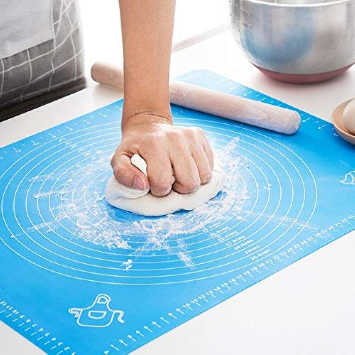 Silicone Baking Mat, Extra Thick Large Non Stick Pastry Mat Sheet for Dough Pie Crust Rolling Mats (Brown, M-16''(W)*20''(L))