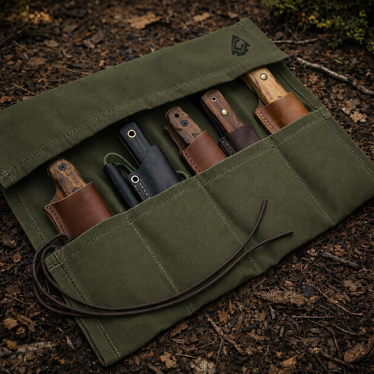 Bushcraft Knife Roll, Waxed Canvas Knife Roll, Tool Roll, Survival Tool Kit