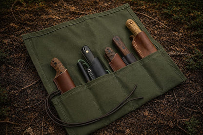 Bushcraft Knife Roll, Waxed Canvas Knife Roll, Tool Roll, Survival Tool Kit