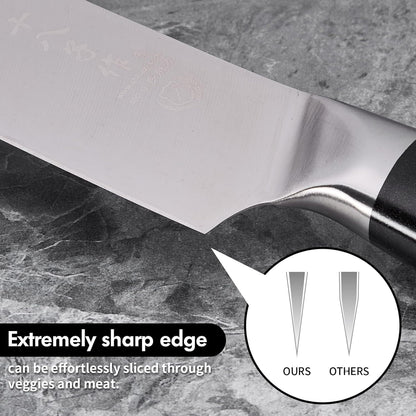 Meat Cleaver Set Chinese Style Patterns 7.09”&6.97" Chef Knife Stainless Steel Professional Kitchen Cleaver And Santoku Knife (Kitchen Knife Set 2 Pcs)