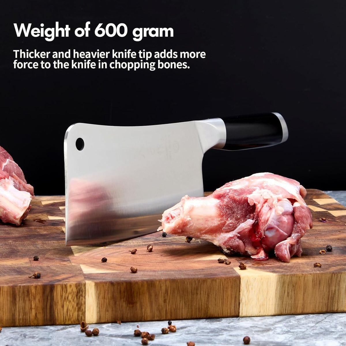 Meat Cleaver Set Chinese Style Patterns 7.09”&6.97" Chef Knife Stainless Steel Professional Kitchen Cleaver And Santoku Knife (Kitchen Knife Set 2 Pcs)