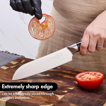 Meat Cleaver Set Chinese Style Patterns 7.09”&6.97" Chef Knife Stainless Steel Professional Kitchen Cleaver And Santoku Knife (Kitchen Knife Set 2 Pcs)