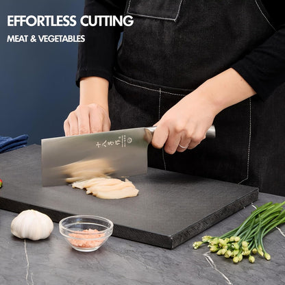Meat Cleaver Set Chinese Style Patterns 7.09”&6.97" Chef Knife Stainless Steel Professional Kitchen Cleaver And Santoku Knife (Kitchen Knife Set 2 Pcs)