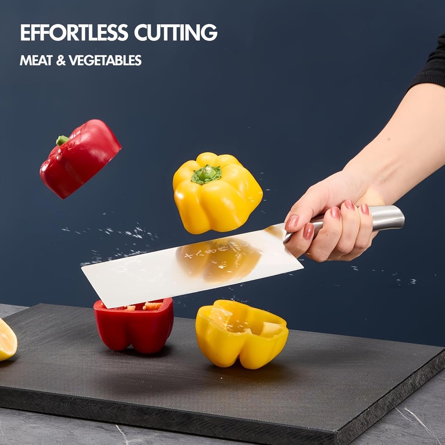 Meat Cleaver Set Chinese Style Patterns 7.09”&6.97" Chef Knife Stainless Steel Professional Kitchen Cleaver And Santoku Knife (Kitchen Knife Set 2 Pcs)