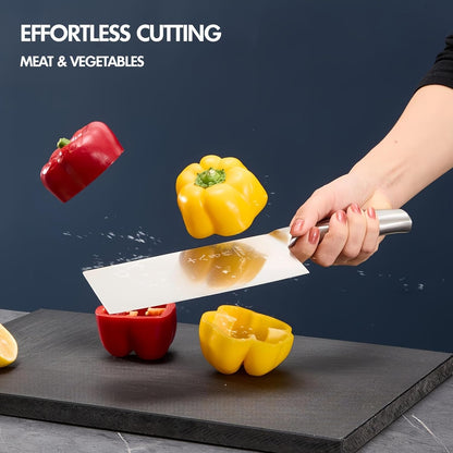 Meat Cleaver Set Chinese Style Patterns 7.09”&6.97" Chef Knife Stainless Steel Professional Kitchen Cleaver And Santoku Knife (Kitchen Knife Set 2 Pcs)