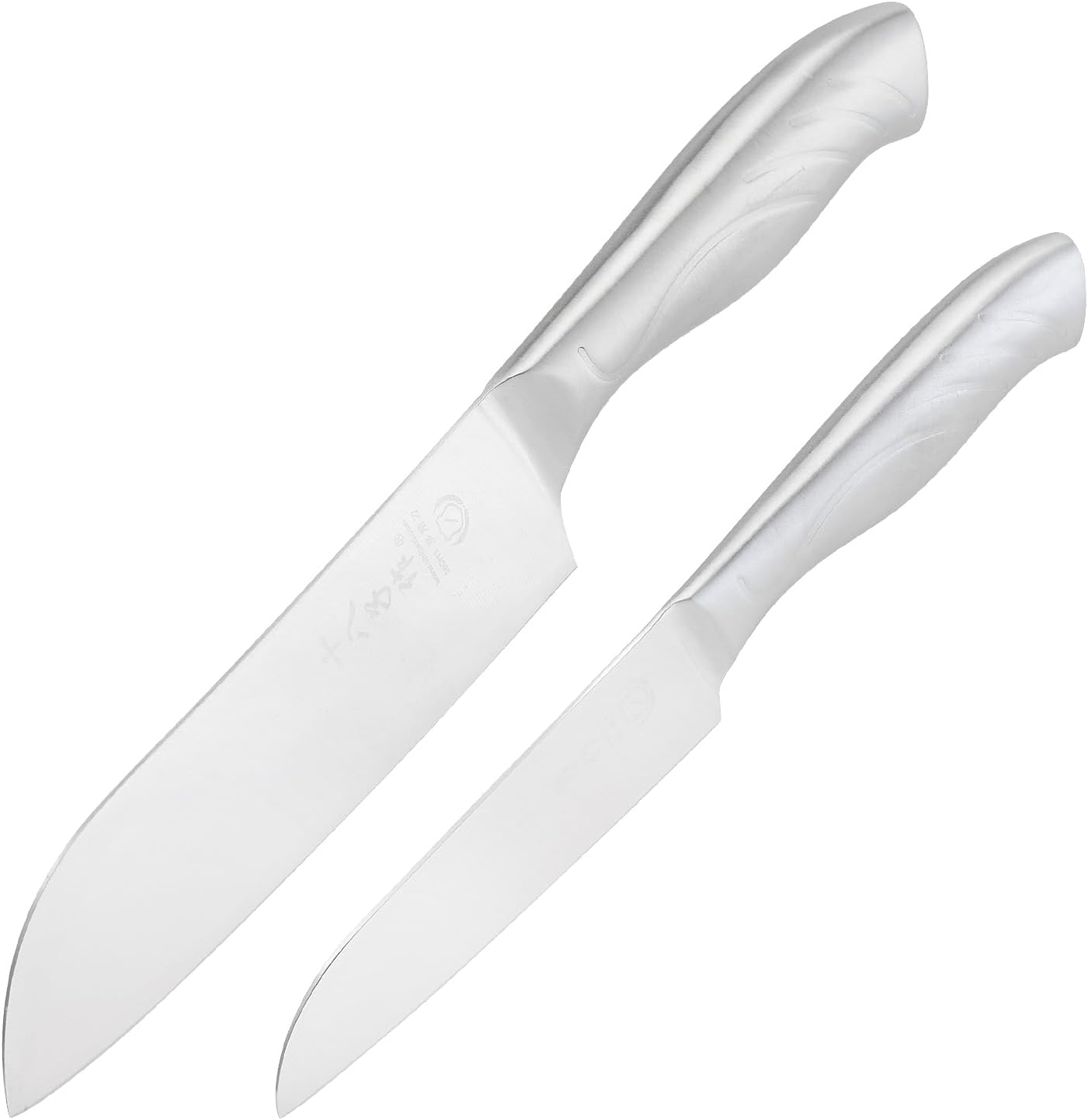 Meat Cleaver Set Chinese Style Patterns 7.09”&6.97" Chef Knife Stainless Steel Professional Kitchen Cleaver And Santoku Knife (Kitchen Knife Set 2 Pcs)