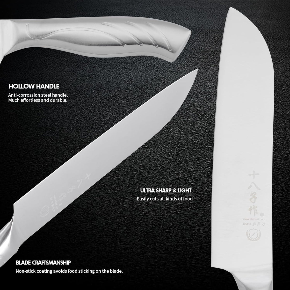 Meat Cleaver Set Chinese Style Patterns 7.09”&6.97" Chef Knife Stainless Steel Professional Kitchen Cleaver And Santoku Knife (Kitchen Knife Set 2 Pcs)