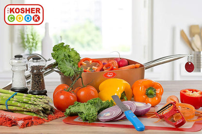 Dairy Blue Kitchen Knife - 4.5” Steak and Vegetable Knife - Razor Sharp Curved Tip, Serrated Edge - Color Coded Kitchen Tools