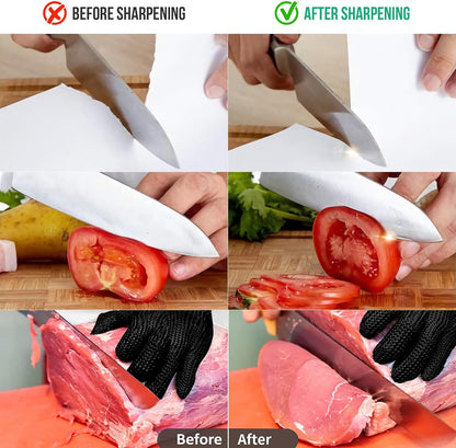 Knife Sharpening Stone Kit - Premium Japanese Whetstone Knife Sharpener Stones Set - Dual Grit 400/1000 Water Stones with Non-Slip Silicone Base, Angle Guide, Flattening Stone