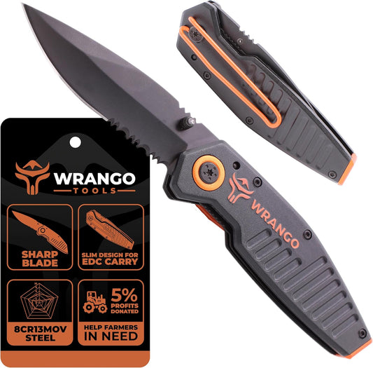 EDC Pocket Knife - Compact Every Day Carry Tactical Pocket Knife - 2.9" 8Cr13MoV Drop Point Partially Serrated Blade - Lightweight 3.2oz - Folding Knife