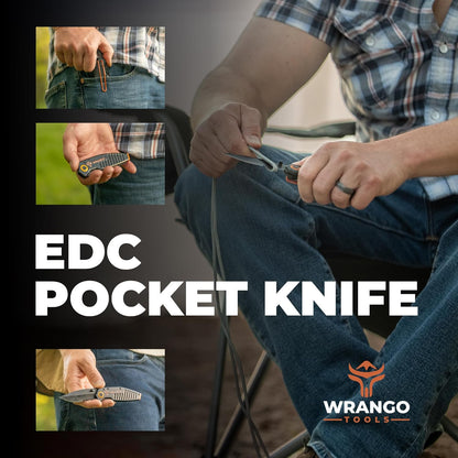 EDC Pocket Knife - Compact Every Day Carry Tactical Pocket Knife - 2.9" 8Cr13MoV Drop Point Partially Serrated Blade - Lightweight 3.2oz - Folding Knife