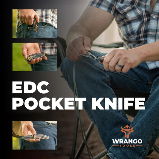 EDC Pocket Knife - Compact Every Day Carry Tactical Pocket Knife - 2.9" 8Cr13MoV Drop Point Partially Serrated Blade - Lightweight 3.2oz - Folding Knife