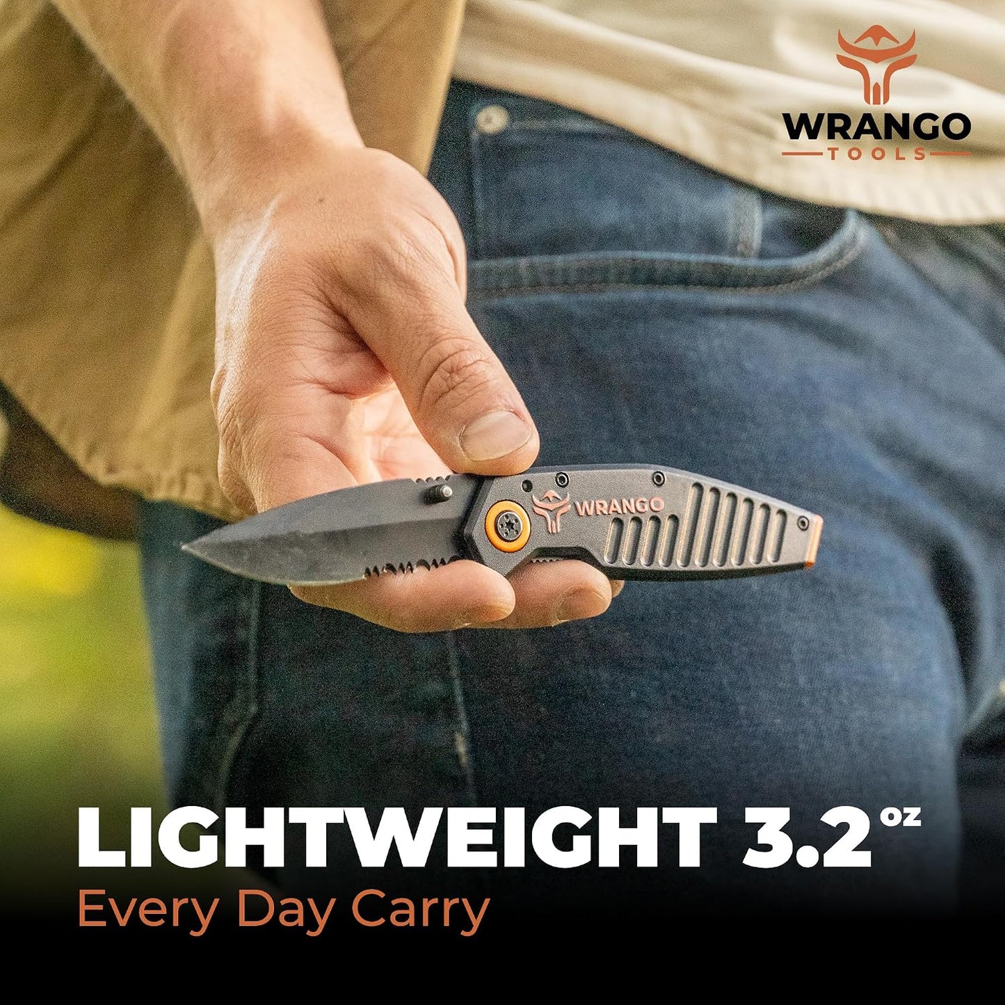 EDC Pocket Knife - Compact Every Day Carry Tactical Pocket Knife - 2.9" 8Cr13MoV Drop Point Partially Serrated Blade - Lightweight 3.2oz - Folding Knife