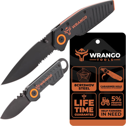 EDC Pocket Knife - Compact Every Day Carry Tactical Pocket Knife - 2.9" 8Cr13MoV Drop Point Partially Serrated Blade - Lightweight 3.2oz - Folding Knife