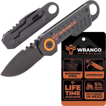 EDC Pocket Knife - Compact Every Day Carry Tactical Pocket Knife - 2.9" 8Cr13MoV Drop Point Partially Serrated Blade - Lightweight 3.2oz - Folding Knife