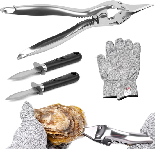 Oyster Shucker Machine,New Stainless Steel Handheld Oyster Shucking Kit | No assembly required, space-saving, dishwasher-safe, preserves oyster juices, and less likely to leave shell fragments