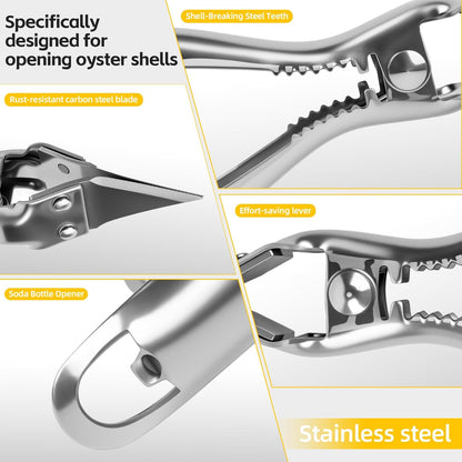 Oyster Shucker Machine,New Stainless Steel Handheld Oyster Shucking Kit | No assembly required, space-saving, dishwasher-safe, preserves oyster juices, and less likely to leave shell fragments