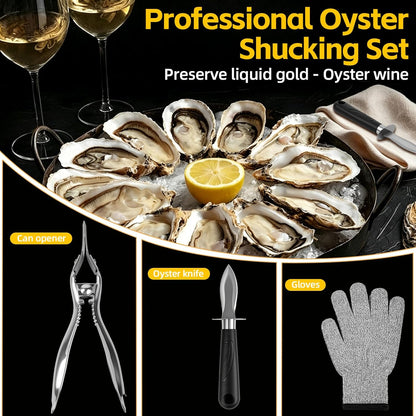 Oyster Shucker Machine,New Stainless Steel Handheld Oyster Shucking Kit | No assembly required, space-saving, dishwasher-safe, preserves oyster juices, and less likely to leave shell fragments