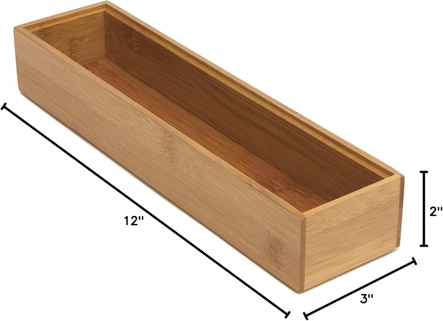 8186S Bamboo Wood Stacking Drawer Organizer Box, 6" x 15"