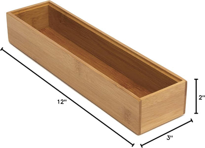 8186S Bamboo Wood Stacking Drawer Organizer Box, 6" x 15"