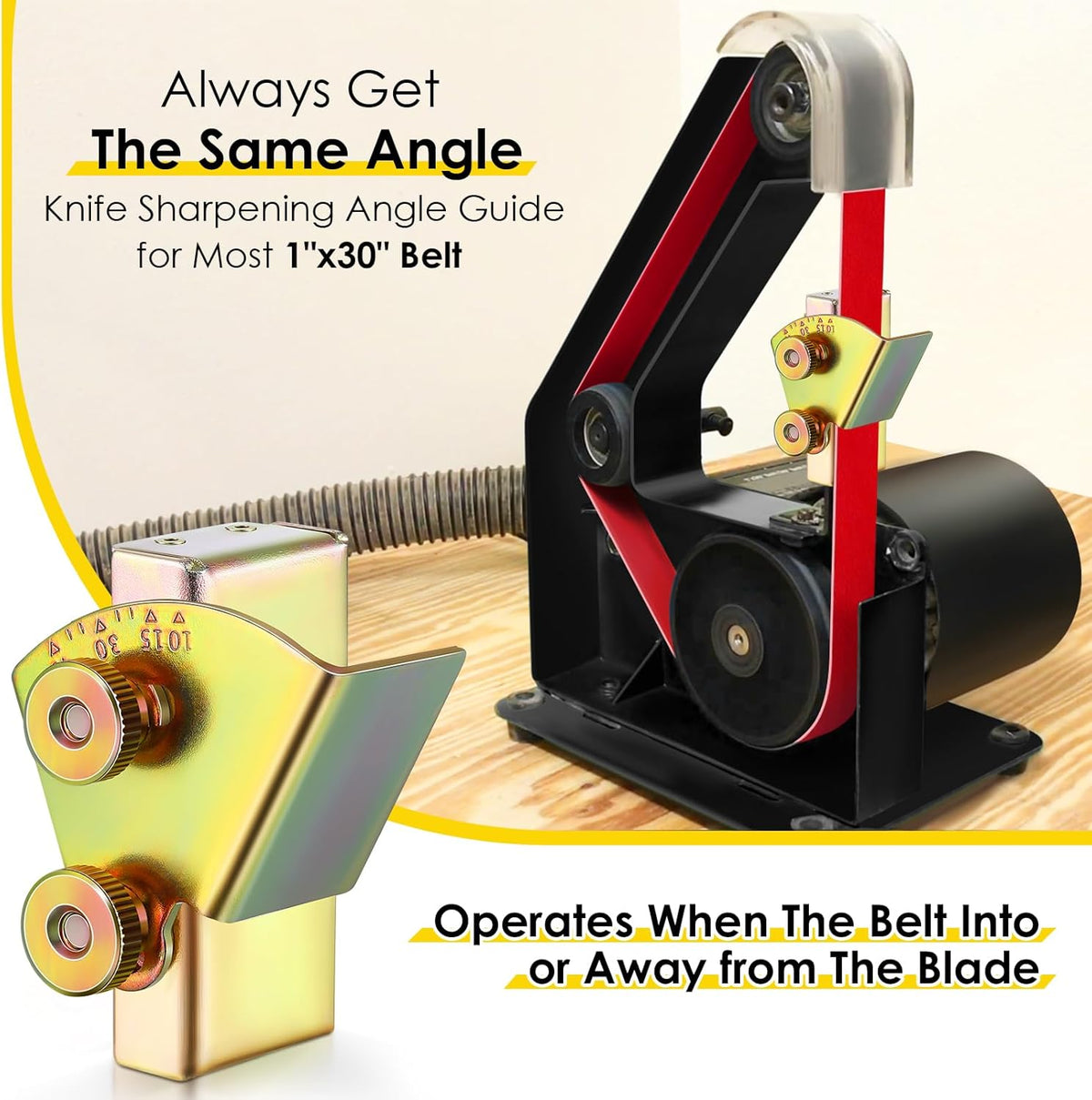 1 Pack Knife Sharpening Angle Guides for 1 x 30 Belt Sander | Away from belt use,Adjustable 10-45 degrees,Universal knife jig,Consistent sharpening angles,Heavy duty mental