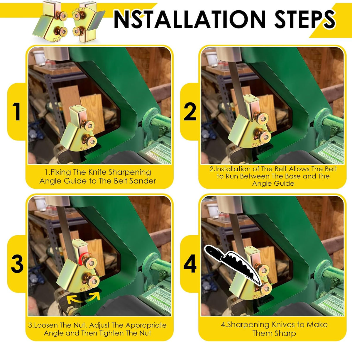 1 Pack Knife Sharpening Angle Guides for 1 x 30 Belt Sander | Away from belt use,Adjustable 10-45 degrees,Universal knife jig,Consistent sharpening angles,Heavy duty mental