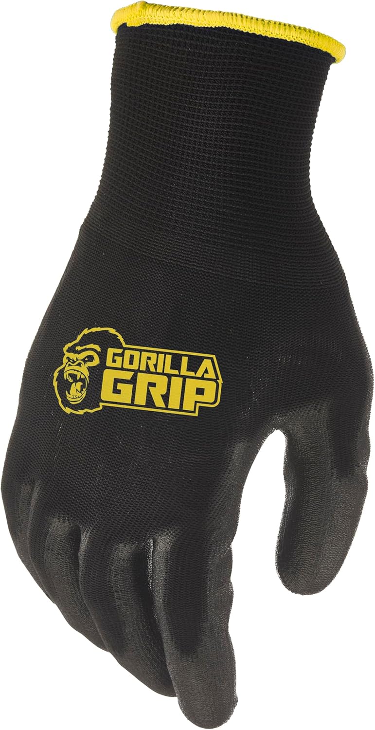 Work Gloves, Never Slip Maximum Grip All-Purpose, Gloves for Men, Superior in Wet, Dry, Oily Conditions, Polymer Palm, Medium Size, 5 Pairs, Black/Blue | 25041-25