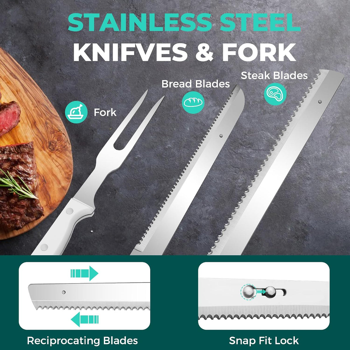 Cordless Electric Knife Set with Storage Case