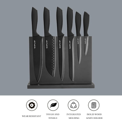 Kitchen knife set with Magnetic knife holder, 15 pieces high carbon stainless steel sharp kitchen knife set including chef's knife, bread knife, serrated steak knife set