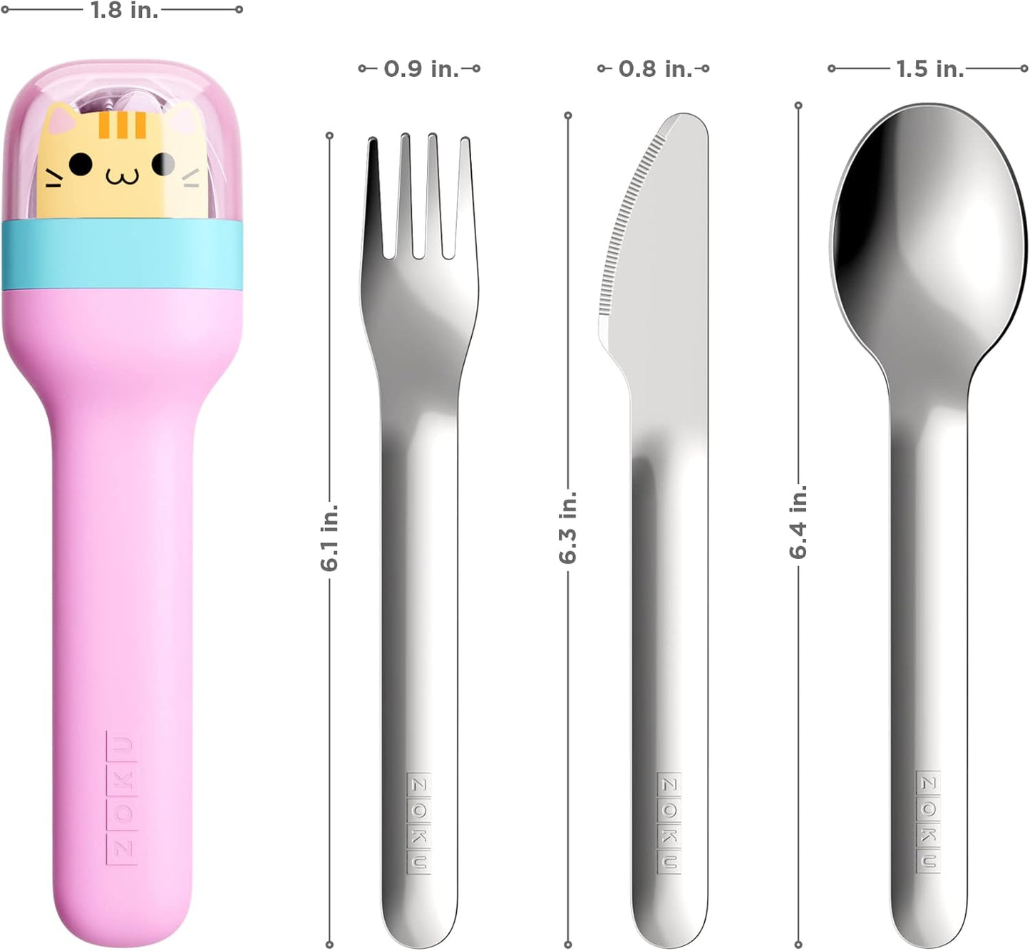 Kids Pocket Utensil Set, Dino - Kids Silverware Set - Stainless Steel Fork, Knife, and Spoon in Case - Portable Design for Travel, School, Work, Picnics, Camping and Outdoor Home Use