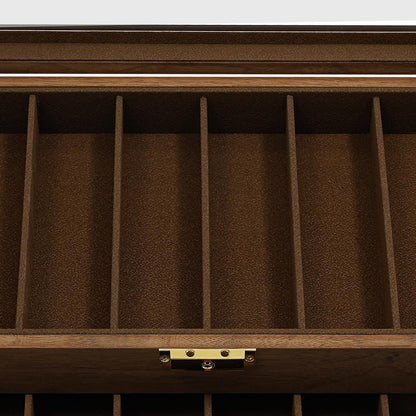 Knife Display Case, 22 Slot Storage Box, 3-Tier Lockable, Showcase & Organizer with Ebony Veneer and Real Glass Window Top for Pocket Knives, Men Gift, 15.7 * 7.6 * 4.7 in (Walnut Color, 3 Tiers)