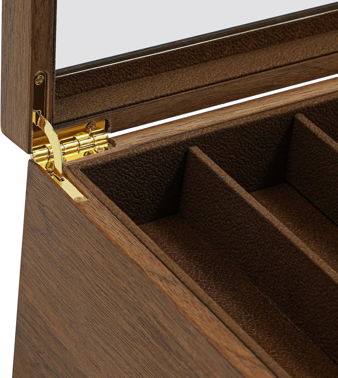 Knife Display Case, 22 Slot Storage Box, 3-Tier Lockable, Showcase & Organizer with Ebony Veneer and Real Glass Window Top for Pocket Knives, Men Gift, 15.7 * 7.6 * 4.7 in (Walnut Color, 3 Tiers)