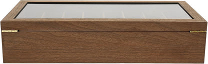 Knife Display Case, 22 Slot Storage Box, 3-Tier Lockable, Showcase & Organizer with Ebony Veneer and Real Glass Window Top for Pocket Knives, Men Gift, 15.7 * 7.6 * 4.7 in (Walnut Color, 3 Tiers)