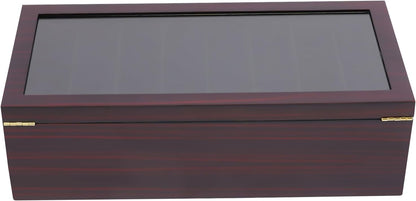 Knife Display Case, 22 Slot Storage Box, 3-Tier Lockable, Showcase & Organizer with Ebony Veneer and Real Glass Window Top for Pocket Knives, Men Gift, 15.7 * 7.6 * 4.7 in (Walnut Color, 3 Tiers)