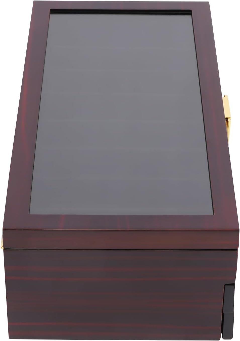Knife Display Case, 22 Slot Storage Box, 3-Tier Lockable, Showcase & Organizer with Ebony Veneer and Real Glass Window Top for Pocket Knives, Men Gift, 15.7 * 7.6 * 4.7 in (Walnut Color, 3 Tiers)