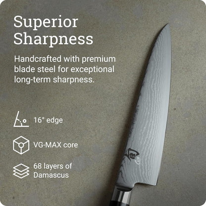 Classic 7" Asian Cook’s Knife, Handcrafted Japanese Kitchen Knife, VG-MAX Core with Damascus Stainless Steel Cladding, Pakkawood Handle, Gyuto-Style Tool for Professional and Home Chefs