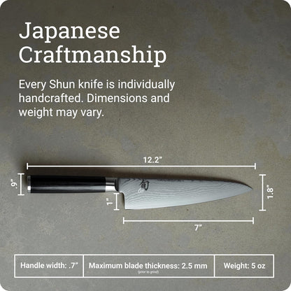 Classic 7" Asian Cook’s Knife, Handcrafted Japanese Kitchen Knife, VG-MAX Core with Damascus Stainless Steel Cladding, Pakkawood Handle, Gyuto-Style Tool for Professional and Home Chefs