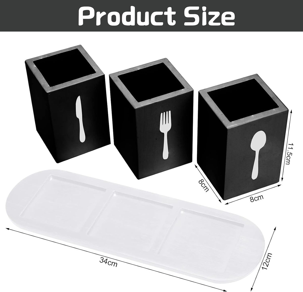 4 Pcs Silverware Caddy Utensil Holder for Countertop Silverware Organizer with Wood Tray Spoon Fork Holder 3. 15 x 3. 15 x 4. 53 Inches of Each Organizer for Kitchen Parties(Retro White)