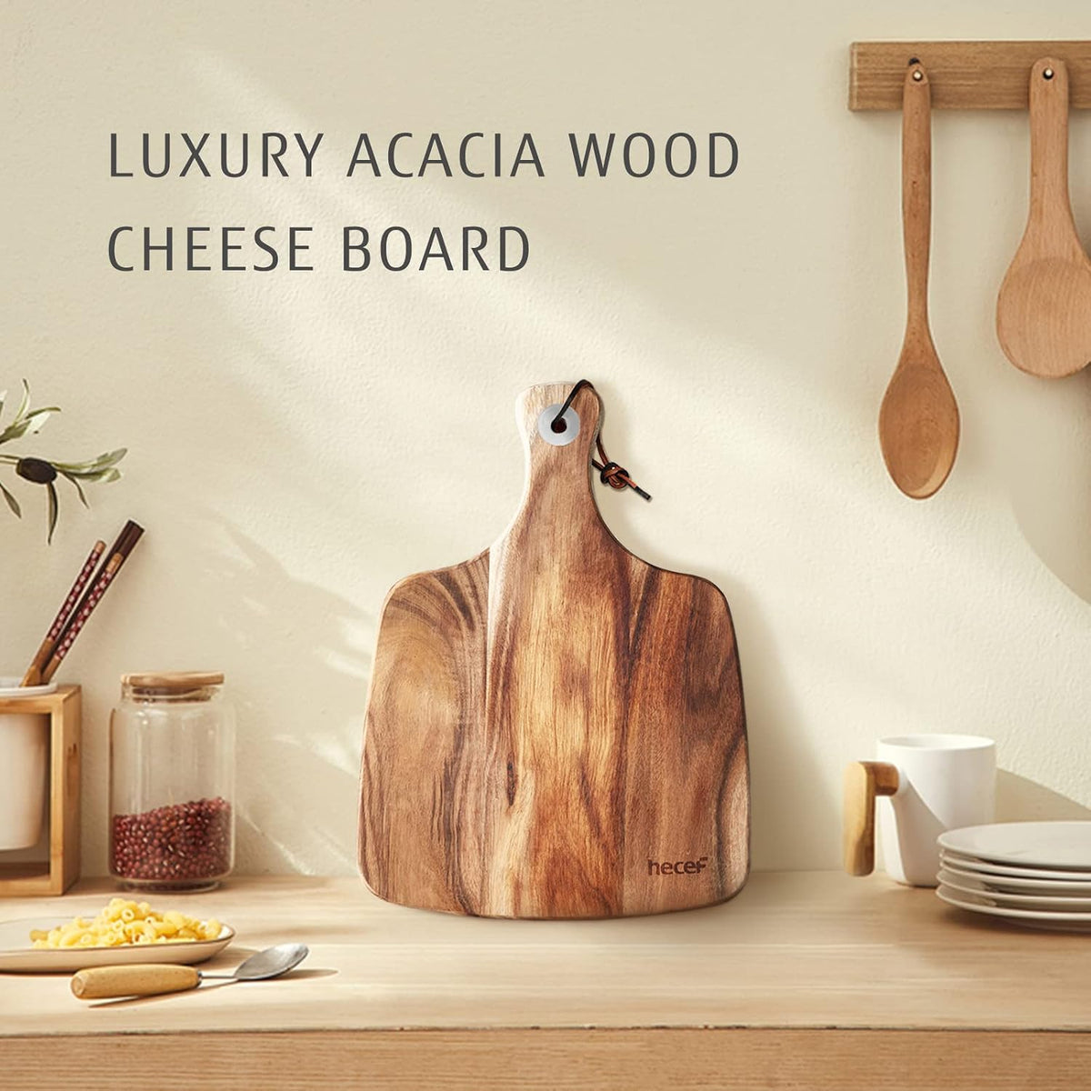 Cheese Board set of 3,a Acacia Wood Cheese Plate, a Knife, a Fork, Charcuterie Board Platter Slate Serving Set for Appetizer Birthdays, Weddings, Housewarming (Cheese board with 2 knives)
