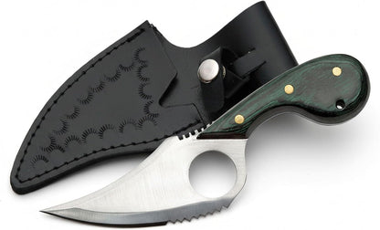 SZCO Full Tang Hunting Knife 7 Inch - Camping Knife with Green Pakkawood Handle, Stainless Steel Blade & Sheath - Pocket Knife for Hunting, Cutting & Outdoor uses - Knives for Men