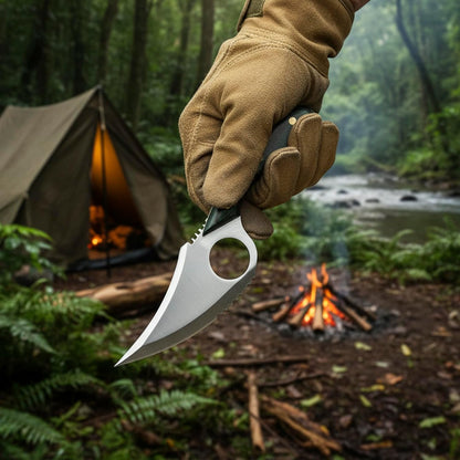 SZCO Full Tang Hunting Knife 7 Inch - Camping Knife with Green Pakkawood Handle, Stainless Steel Blade & Sheath - Pocket Knife for Hunting, Cutting & Outdoor uses - Knives for Men