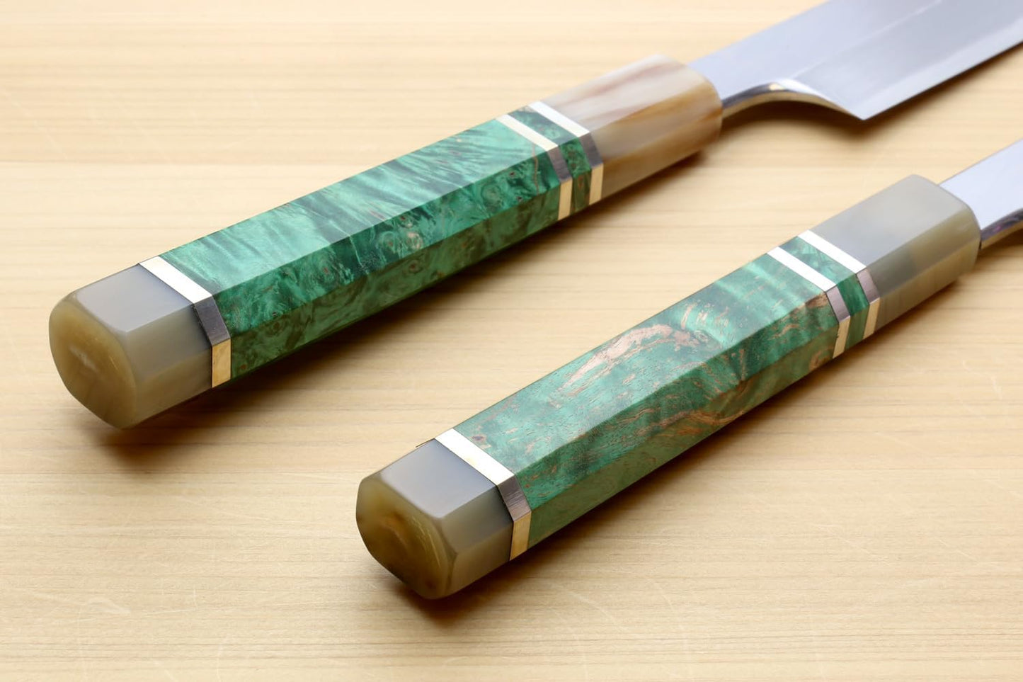 Yoshihiro Gintsuru Ginsan Stainless Steel Yanagi Kiritsuke Mirror-Polished Sushi Sashimi Japanese Knife with Stabilized Maple Burl Handle (11.8" (300mm) & Saya)