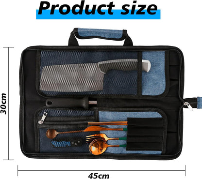 Chef’s Knife Roll Bag, Heavy Duty Oxford Chef Knife Bag, Portable 13 Slots Chef Knife Case, Multi-function Cutlery Knives Pouch Holder Knife Wrap Wallet Tool Roll