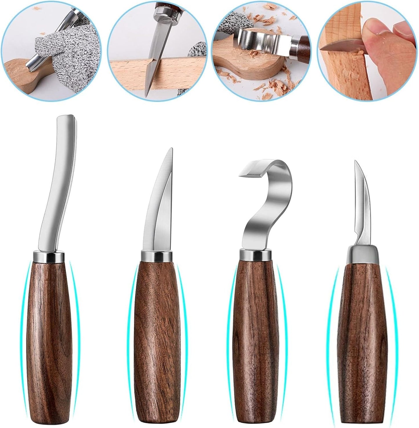 Wood Carving Kit,26pcs Wood Carving Tools with 4 Wood Carving Knives,4 Detail Knives,10 Basswood Blocks,Ergonomic Handle Design,Thick Leather Storage Bag,Whittling Kit for Beginners Adults Kids Hobby