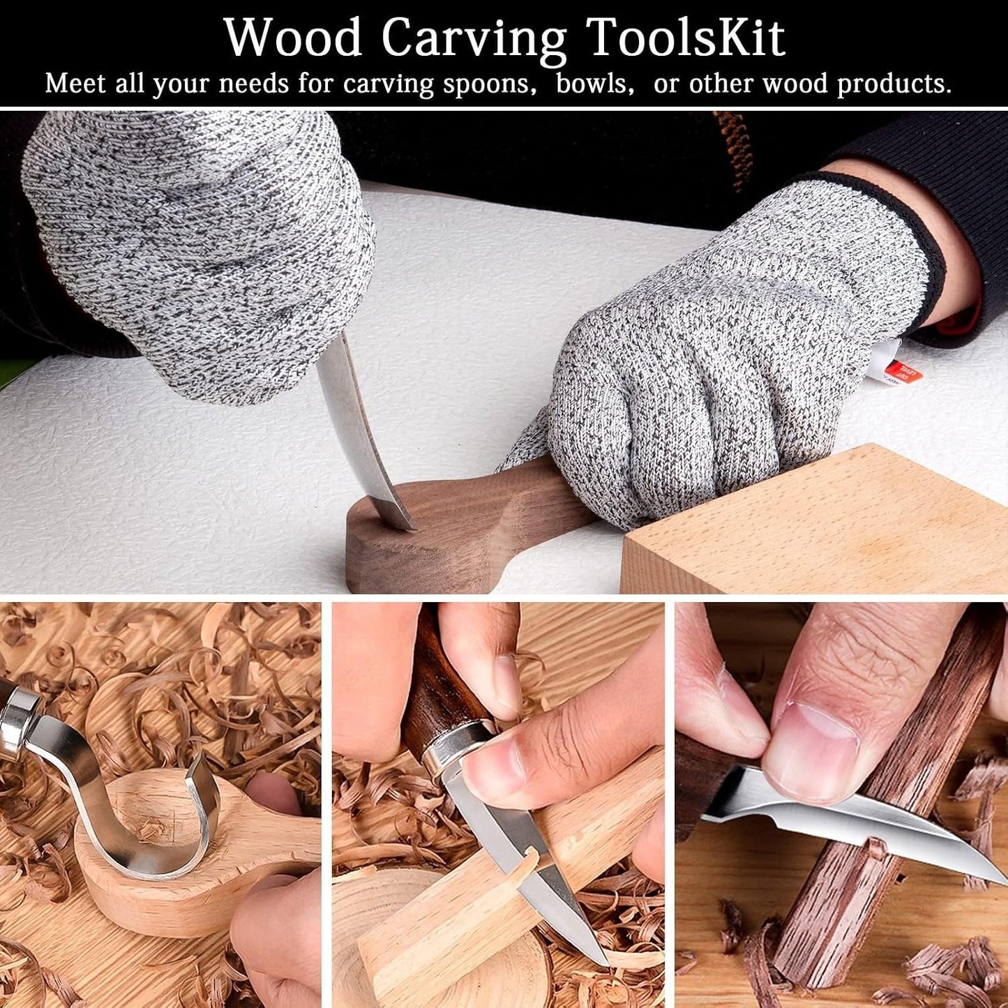 Wood Carving Kit,26pcs Wood Carving Tools with 4 Wood Carving Knives,4 Detail Knives,10 Basswood Blocks,Ergonomic Handle Design,Thick Leather Storage Bag,Whittling Kit for Beginners Adults Kids Hobby