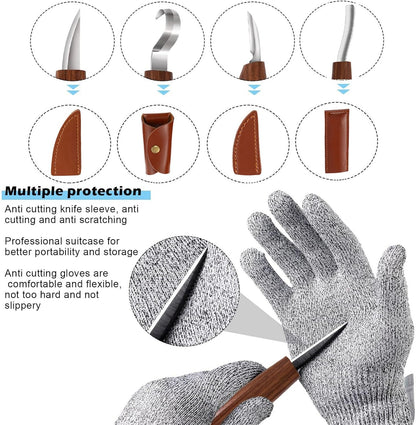 Wood Carving Kit,26pcs Wood Carving Tools with 4 Wood Carving Knives,4 Detail Knives,10 Basswood Blocks,Ergonomic Handle Design,Thick Leather Storage Bag,Whittling Kit for Beginners Adults Kids Hobby