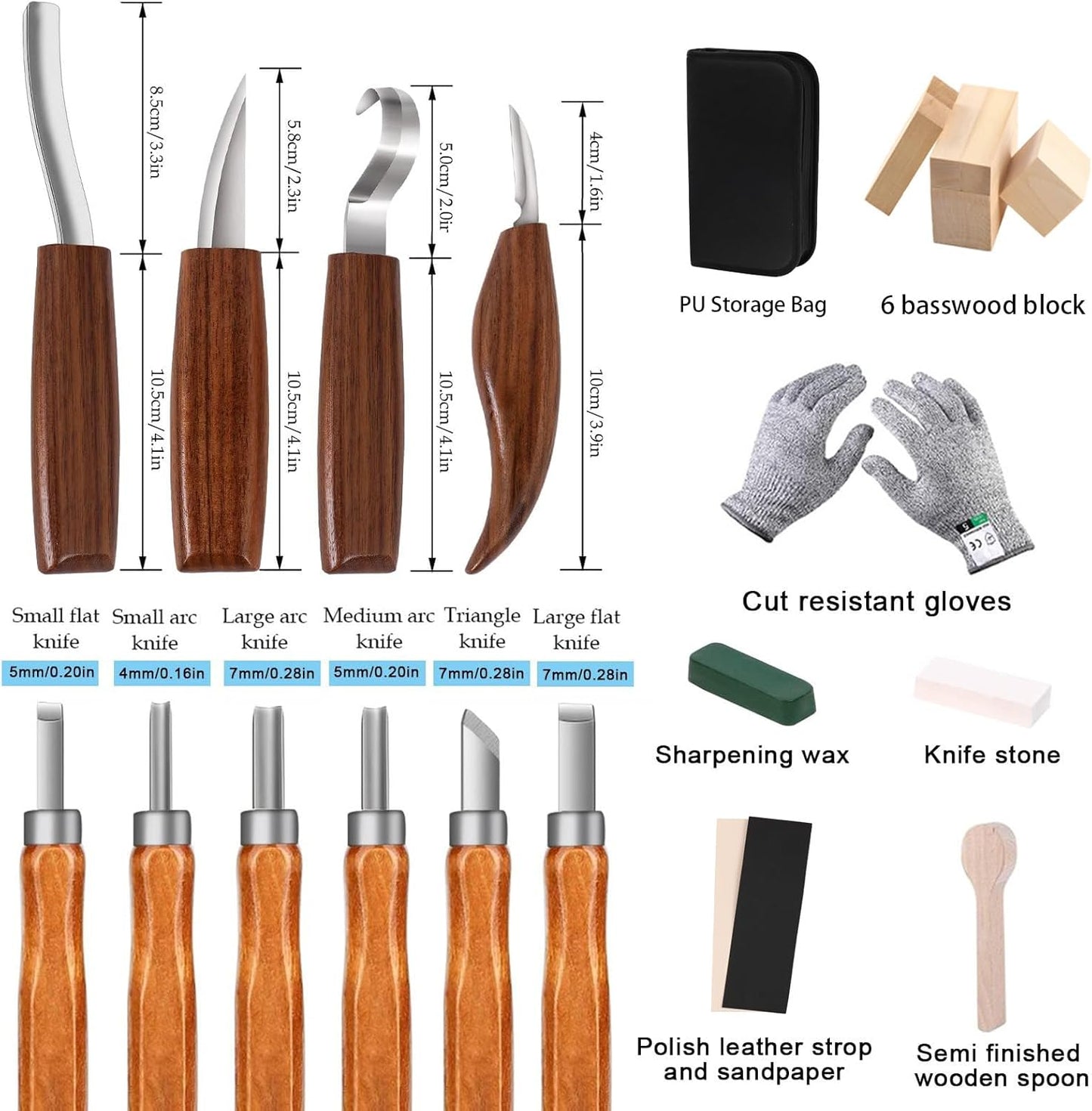 Wood Carving Kit,26pcs Wood Carving Tools with 4 Wood Carving Knives,4 Detail Knives,10 Basswood Blocks,Ergonomic Handle Design,Thick Leather Storage Bag,Whittling Kit for Beginners Adults Kids Hobby