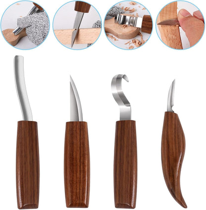 Wood Carving Kit,26pcs Wood Carving Tools with 4 Wood Carving Knives,4 Detail Knives,10 Basswood Blocks,Ergonomic Handle Design,Thick Leather Storage Bag,Whittling Kit for Beginners Adults Kids Hobby